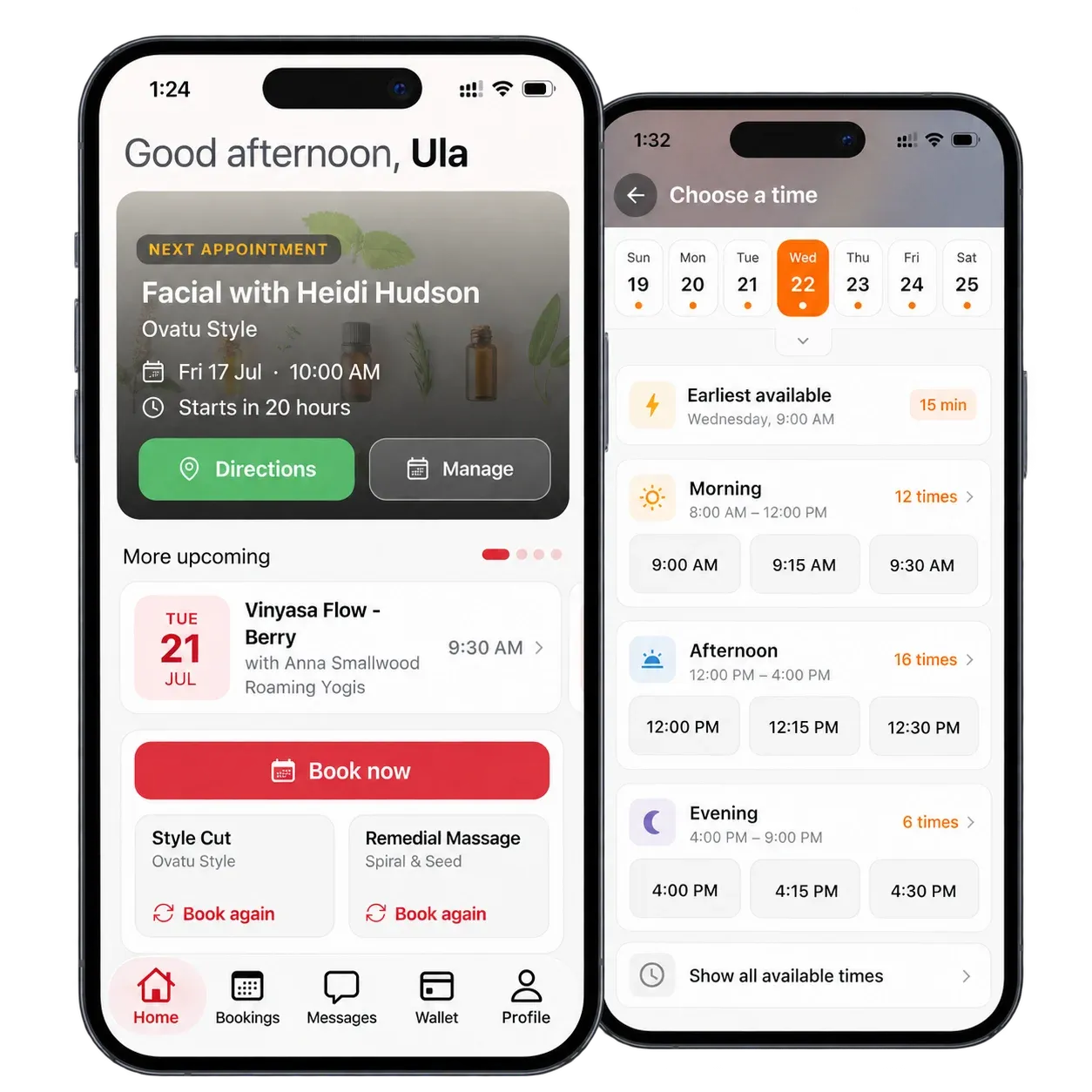 BookApp: upcoming appointments and available booking times
